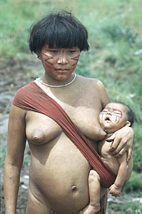 Yequana Woman and Baby in Sling
